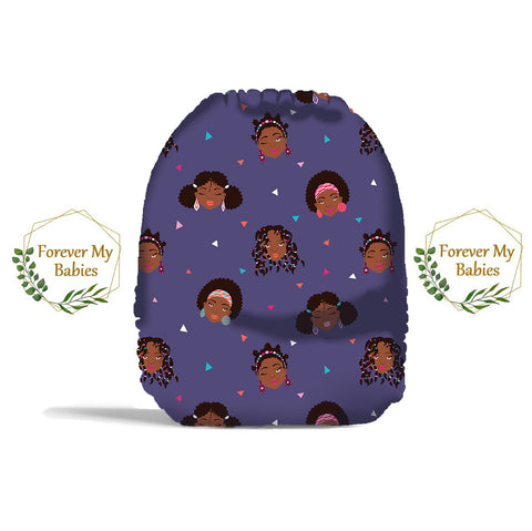PRE-ORDER Forever My Babies Cloth Diaper - Natural Hair Queens (Single Gussets) - Ships in 1-2 weeks