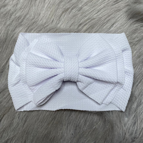 IN-STOCK Large Headband Bow in Stretchy Waffle Fabric