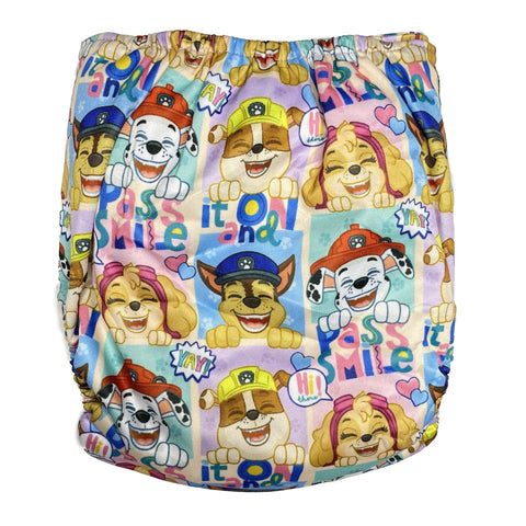 IN-STOCK Forever My Babies Cloth Diaper - Pink Puppy Heroes (Upright Print on Front & Back)