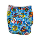 IN-STOCK Forever My Babies Cloth Diaper - Puppy Heroes / Blue Bkgd (Upright Print on Front & Back)