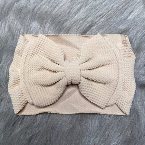 IN-STOCK Large Headband Bow in Stretchy Waffle Fabric